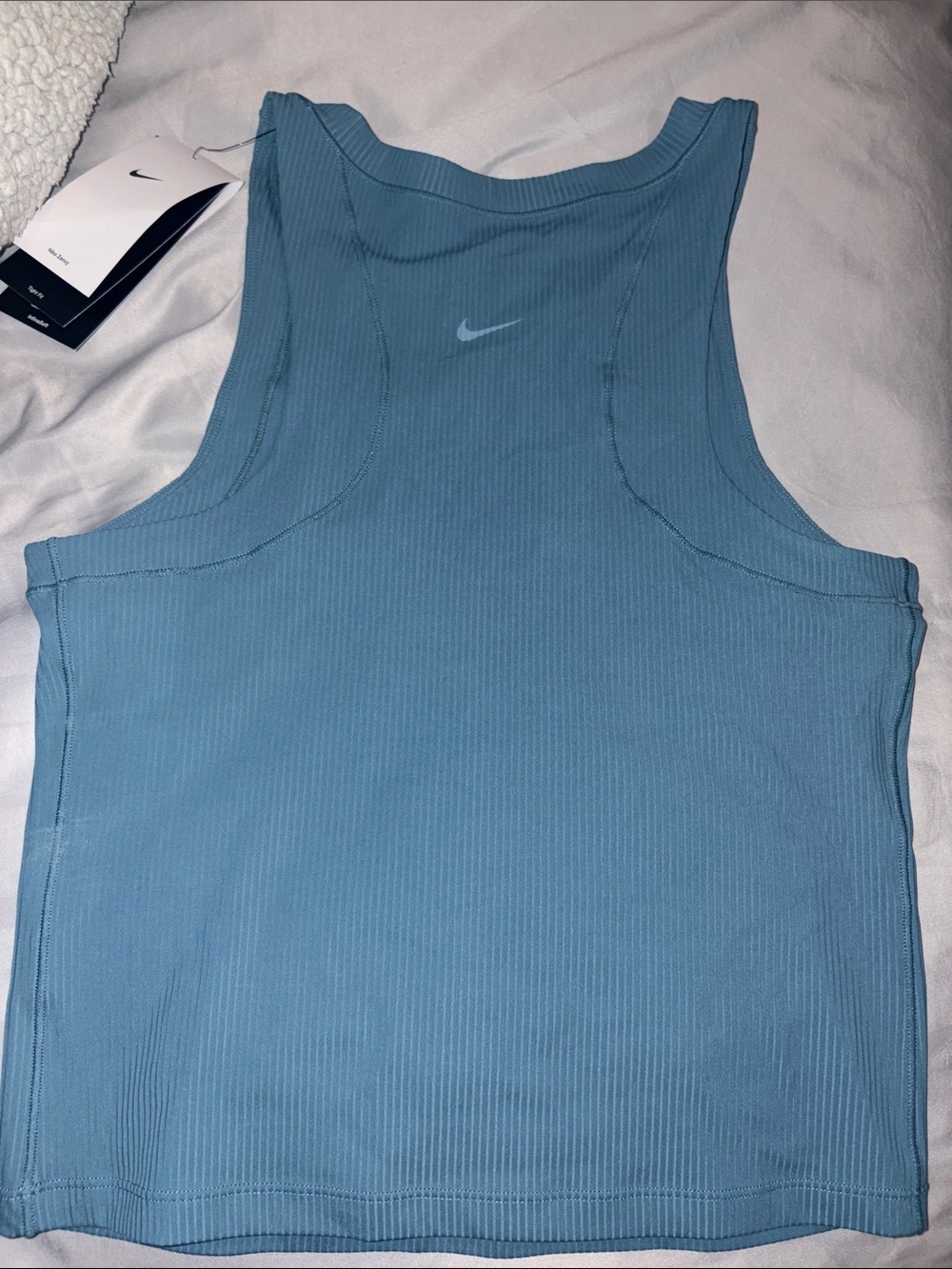 Nike Ribbed Tank Top in Dusty Blue-Green - Picture 3 of 3